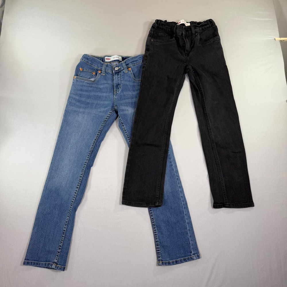 Levi Jeans Boys Size 10 511 Slim Blue 514 Straight Black Bundle Kids School